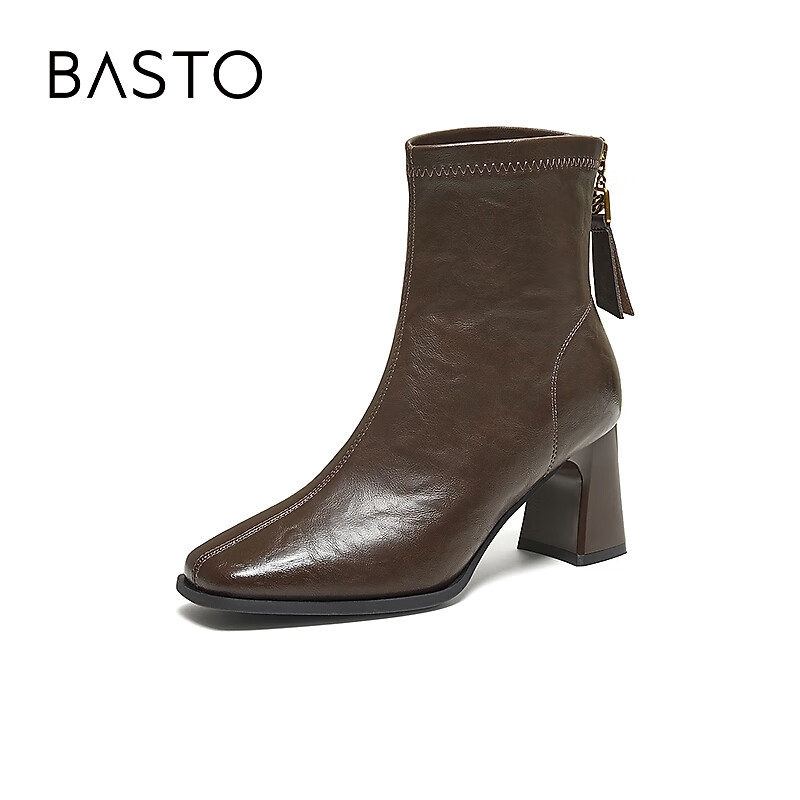 BASTO 25 Winter Fashion Commuter Chunky Heel Women's Ankle Boots F5217DD5 Coffee Color Size 37