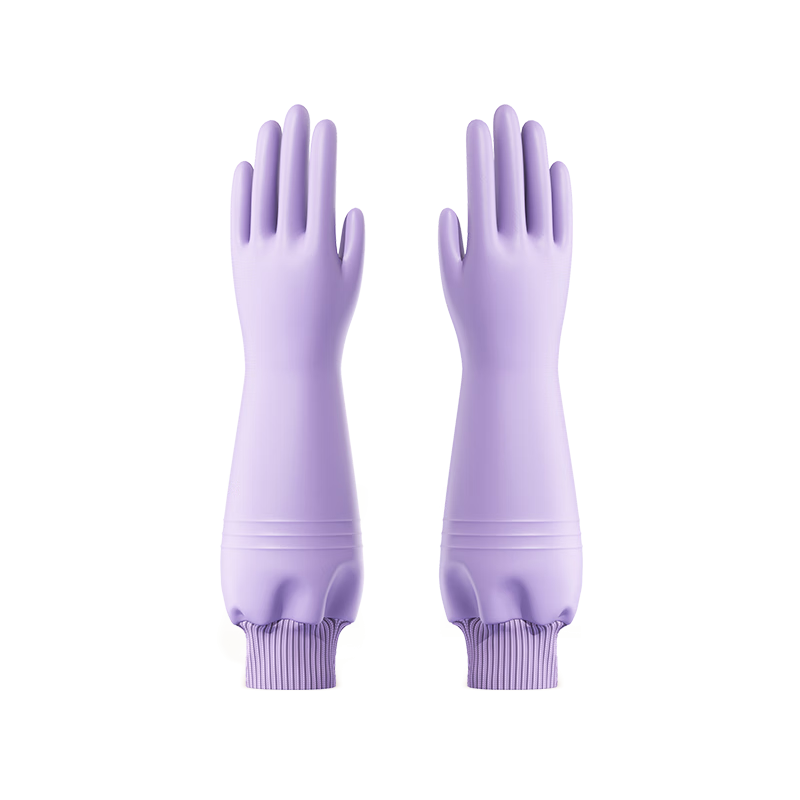 Liangdi Household Gloves 1 Pair 33cm Purple Single-Layer Thickened Rubber Waterproof Kitchen Cleaning Dishwashing Gloves