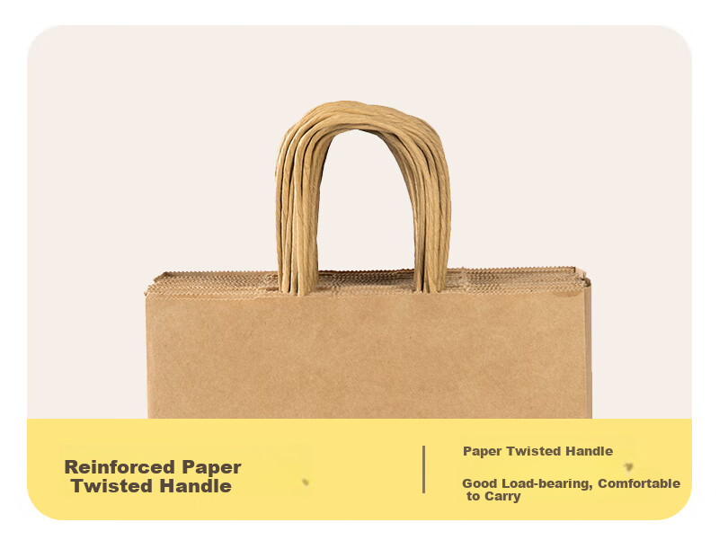 Temeiju Disposable Kraft Paper Bags, Handbags, Takeout Packaging Bags, Food And Milk Tea Packaging Bags, Gift Bags, Large Size, 20 Pieces 3