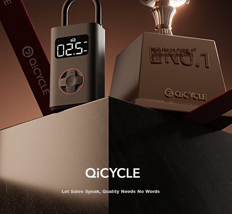 QiCYCLE N3 Portable Car Air Pump, Electric Inflator for Bicycles And Electric Vehicles, Wireless Air Compressor 3