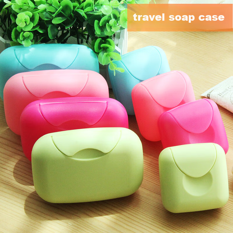 JAJALIN Portable Travel Soap Box with Lid, Sealed Handmade Soap Container, Small Plastic Soap Dispenser, Random Color