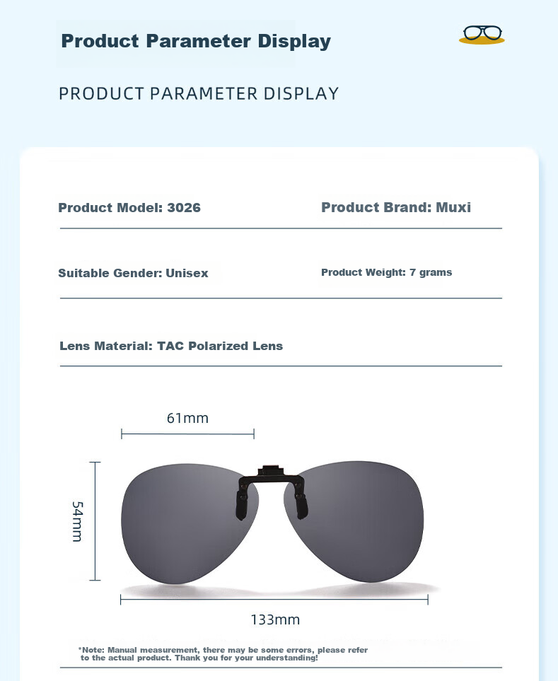 EYEPLAY Clip-On Polarized Sunglasses for Men And Women, Nearsighted Glasses, Fishing, Driving, Specialized Sunglasses for Men And Women, Model 8014A 9