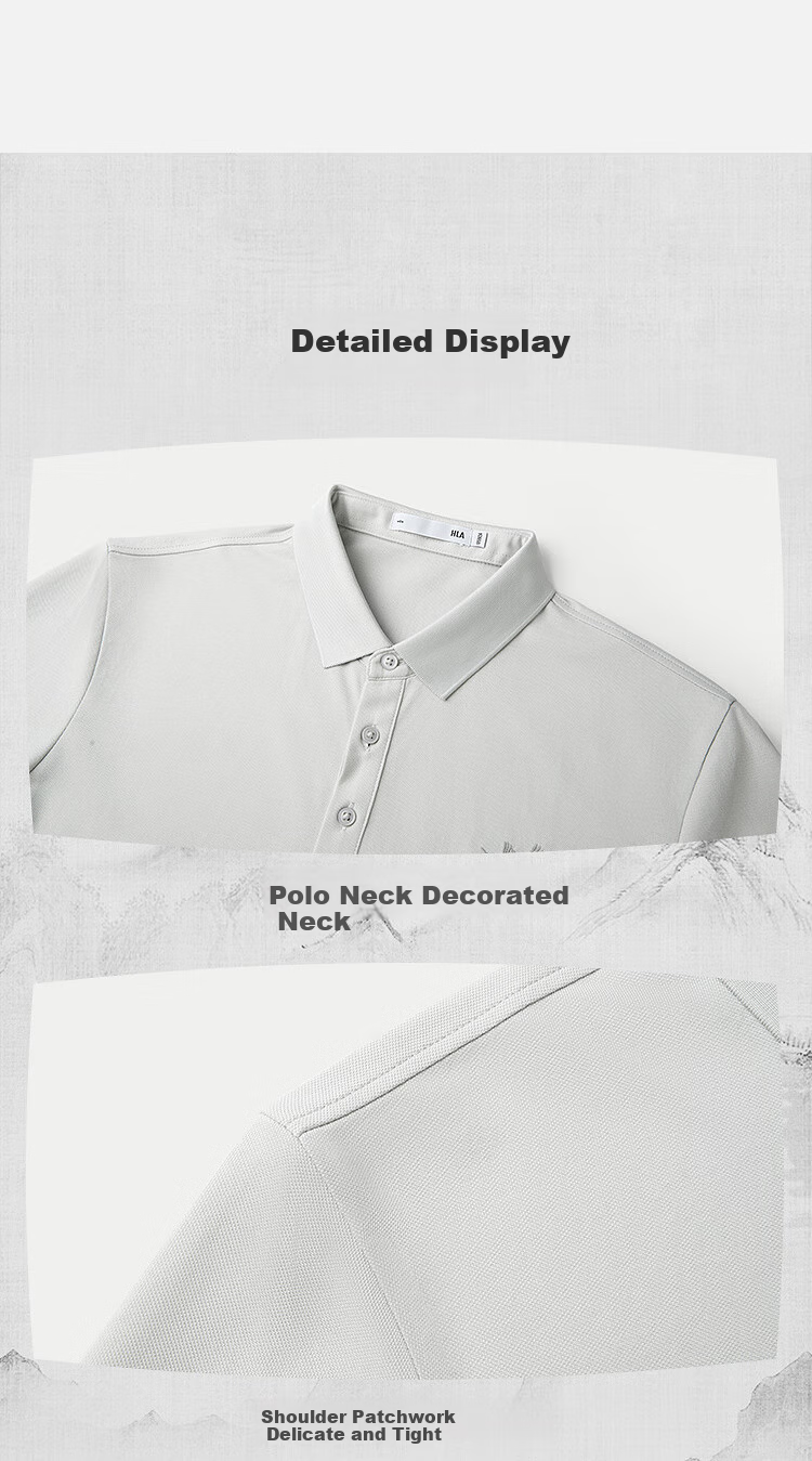 HLA Short-Sleeve Polo Shirt for Men, Breathable And Comfortable, Turn-Down Collar, Summer Black, Size 4XL 14