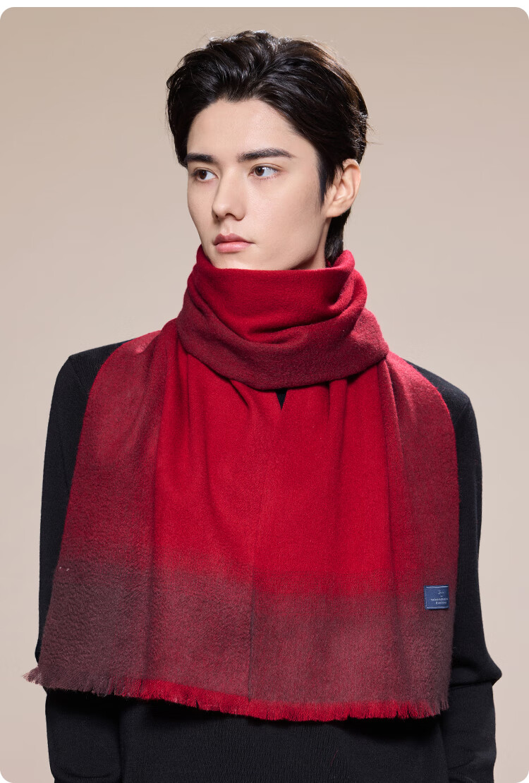 JIUMU Pure Wool Scarf for Men Autumn Winter Warm Neck Warmer Gift Box for Father's Day Birthday 16