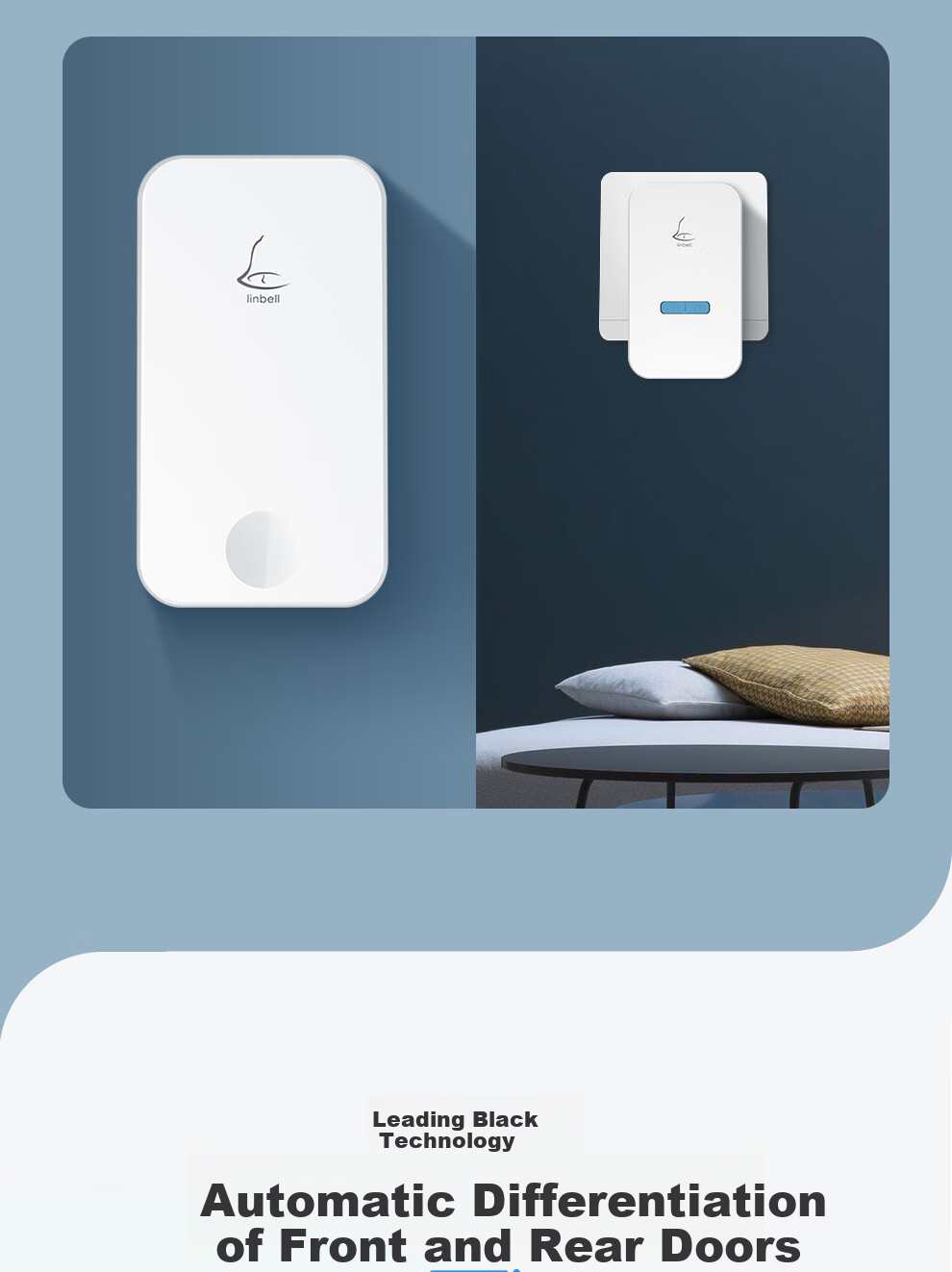 Linptech Wireless Doorbell G4, Home Use, No Battery Required, Self-Powered, No Wiring Needed, Waterproof, Elderly Call Button, One-To 9
