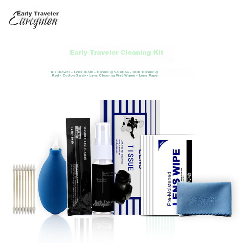 Earlymen Cleaning And Maintenance Kit for Cameras, Camcorders, Telescopes, Projectors, Lens Cleaning Tools, Air Blower, Cleaning Fluids, Cleaning Cloths, Wet Wipes, Cotton Swabs, Full-Frame Cleaning Rods And Others 11