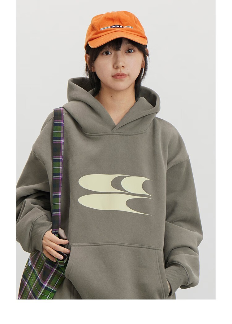 CryingCenter Logo Print New Style Fleece-Lined Thickened Xinjiang Cotton Hoodie Dark Green L 10