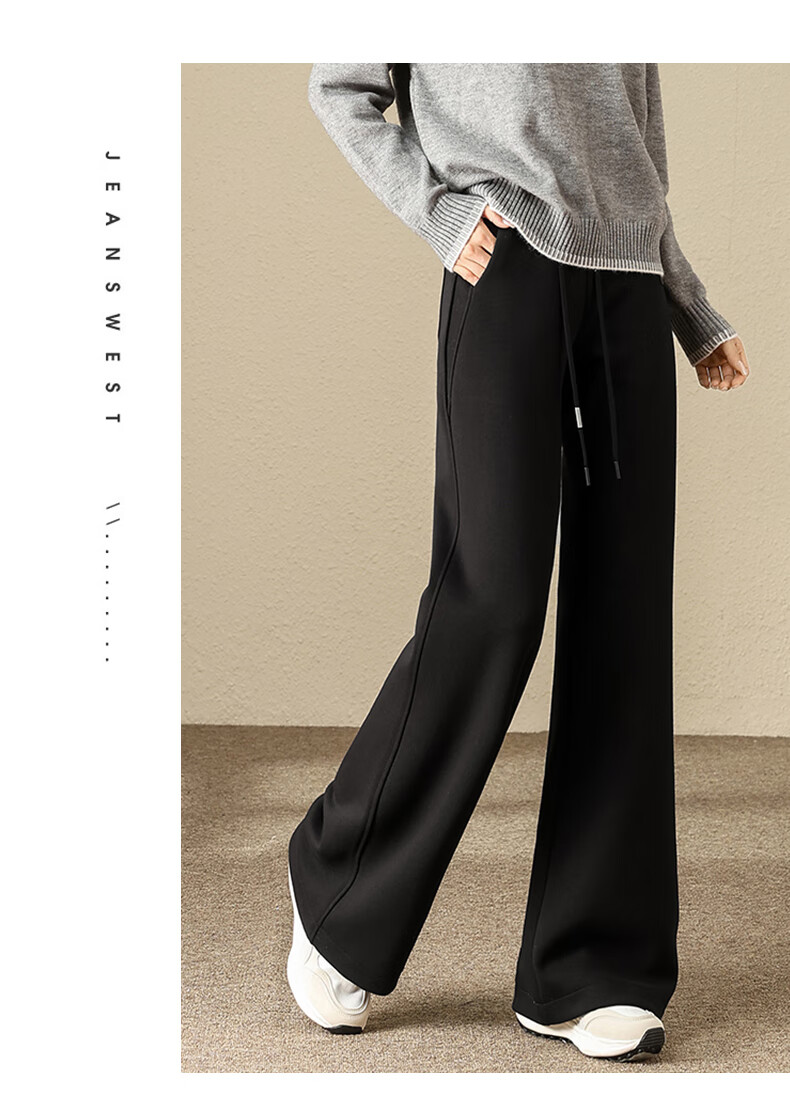 Jeanswest Women's Casual Autumn Winter Straight-leg High-waist Slim Fit Narrow Combed Cotton Slight Flare Pants Cloud Gray L 26