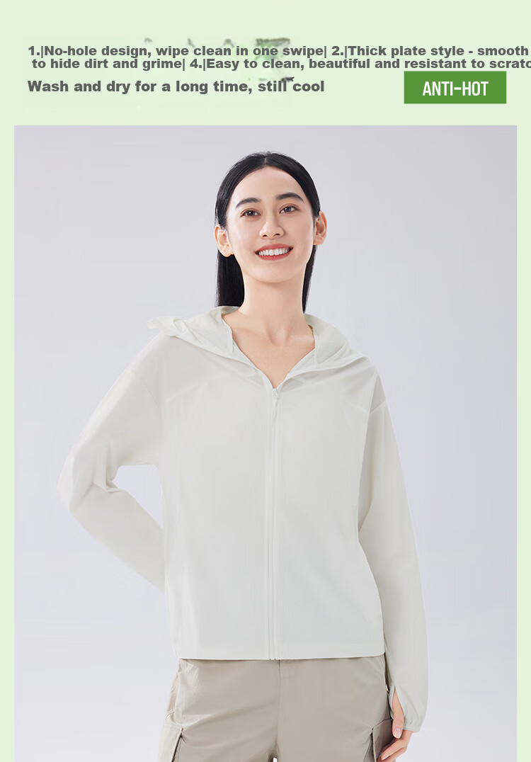 Beneunder Women's Lightweight Water-Repellent Portable Breathable UV Protection Sunscreen Jacket TS402 Cream White L 18