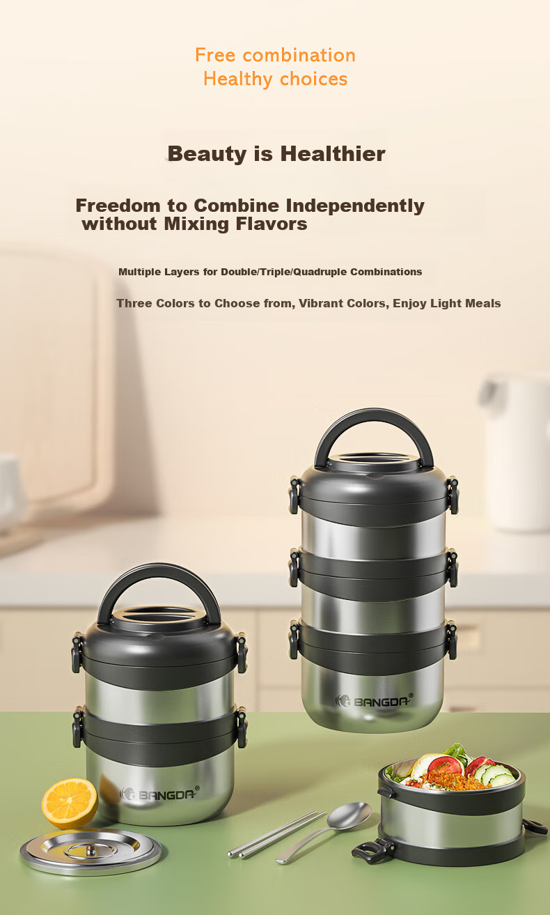 Bangda Stainless Steel 316 Multi-Layer Insulated Lunch Box, Bento Box, Meal Container, Lunch Box for Office Workers And Students, Insulated Food Jar, Portable Pot 6