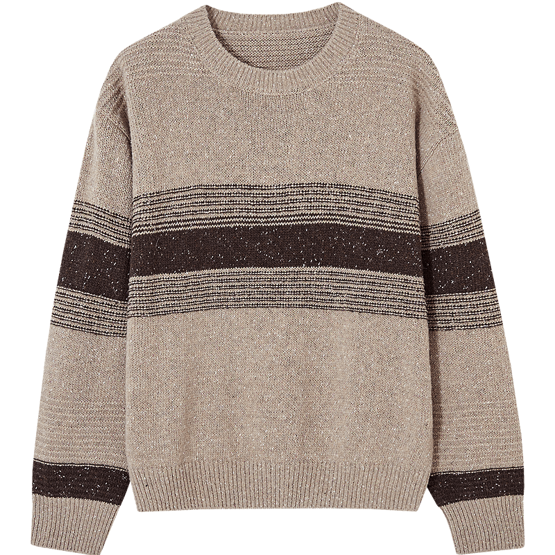 Demana "Twilight Embrace" Winter Wool Blend Vintage Crewneck Colorblock Ribbed Loose Knit Sweater for Women