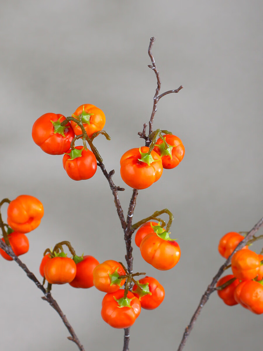 Qiju Yaji Artificial Small Pumpkin and Persimmon Fruit Decorations Festive Orange Red Set of 3 20405 3