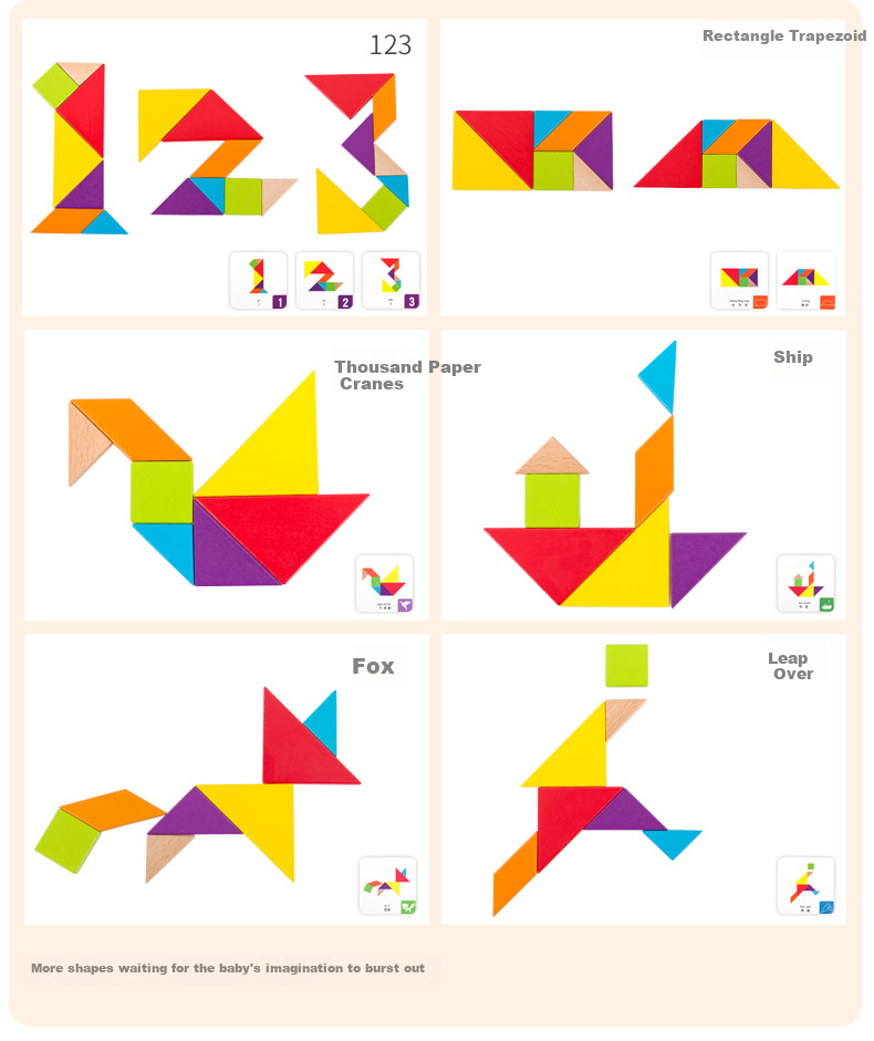 Fuhaier Iron Box Tangram Puzzle, Second Grade Elementary School First Semester, Kindergarten Math Teaching Aid, Children's Toy 6