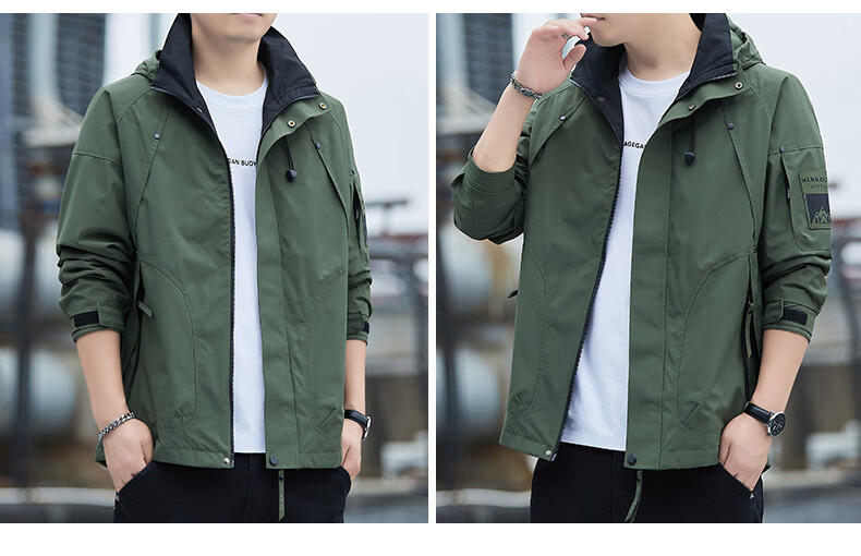 ROMON Men's Jacket Autumn Winter Business Casual Soft Comfortable Executive Windproof Outdoor Sports Hooded Coat V6 Military 4X 6