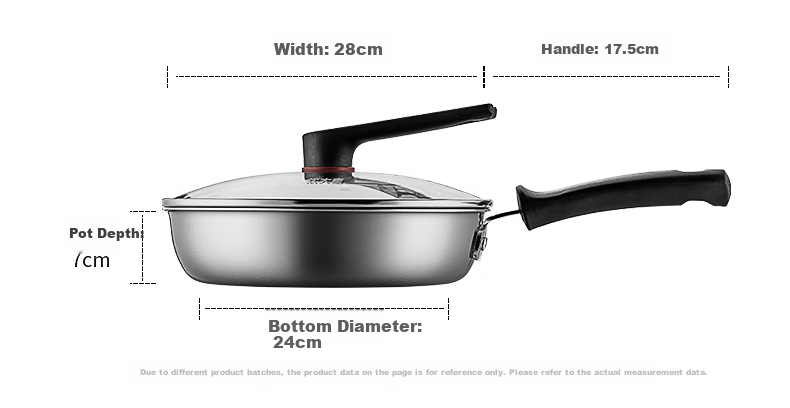 COOKER KING Frying Pan, 316 Stainless Steel Flat Bottom Skillet, Non-Stick Stainless Steel Pan, Compatible with Induction Cookers, 28cm 11