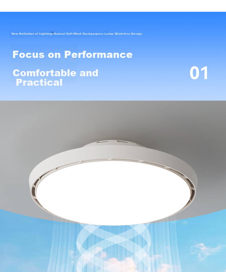 HSOS AI Voice-Controlled Smart Invisible Fan Light for Bedroom And Dining Room, Ceiling-Mounted Quiet Variable-Speed Electric Fan Pendant Light 5