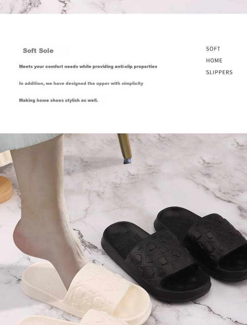 IQGD Slippers Sandals for Women, Floor Slippers with Soft Soles, Non-Slip Bathroom Home Slippers for Couples, 2456 Black, Size 36-37 2