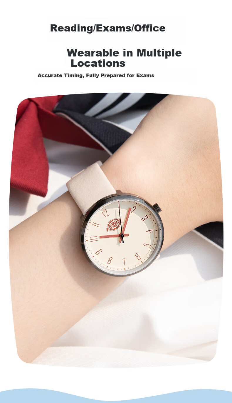 Dickies Student Watch for Female High School And Middle School Students, Exam Watch, Sports Waterproof Quartz Watch, Beige Girls' Birthday Gift 535 4