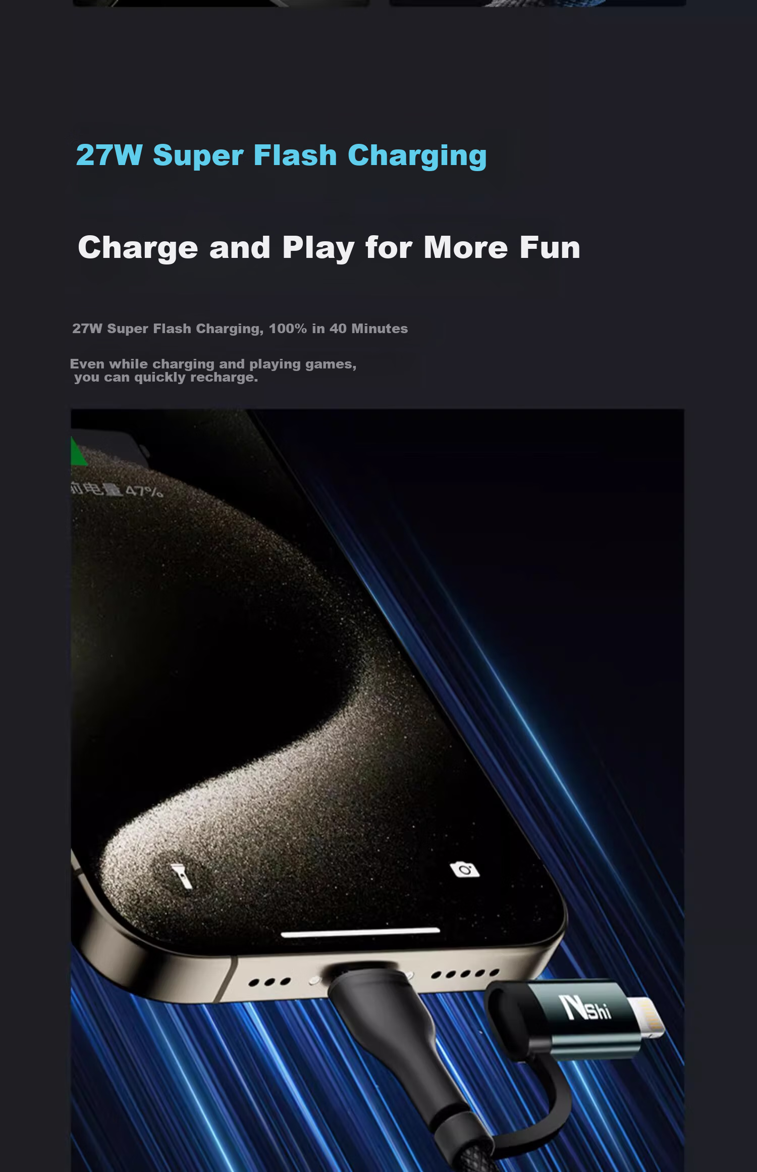 Nengshi Four-In Charging Cable, Type-C Data Cable, PD Dual-Head Fast Charging, Suitable for Apple IPhone, Huawei, Xiaomi IPad/tablet/laptop, 1.5 Meters 4