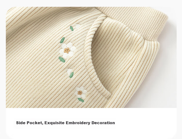 BALABALA [Same As in Mall] Baby Long Pants, Fleece-Lined Thickened Joggers, Winter Girls' Trousers 4