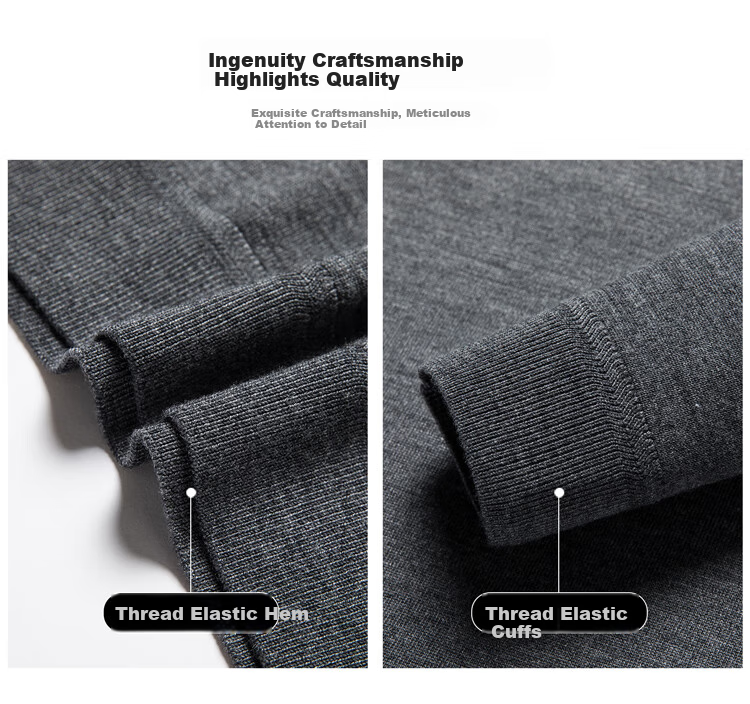 Hengyuanxiang Men's Fine-Spun Washable Round Neck Pure Wool Sweater, Versatile Knitted Base Layer T-Shirt for Commuting And Everyday Wear 2