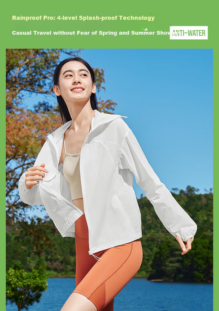 Beneunder Women's Lightweight Water-Repellent Portable Breathable UV Protection Sunscreen Jacket TS402 Cream White L 13