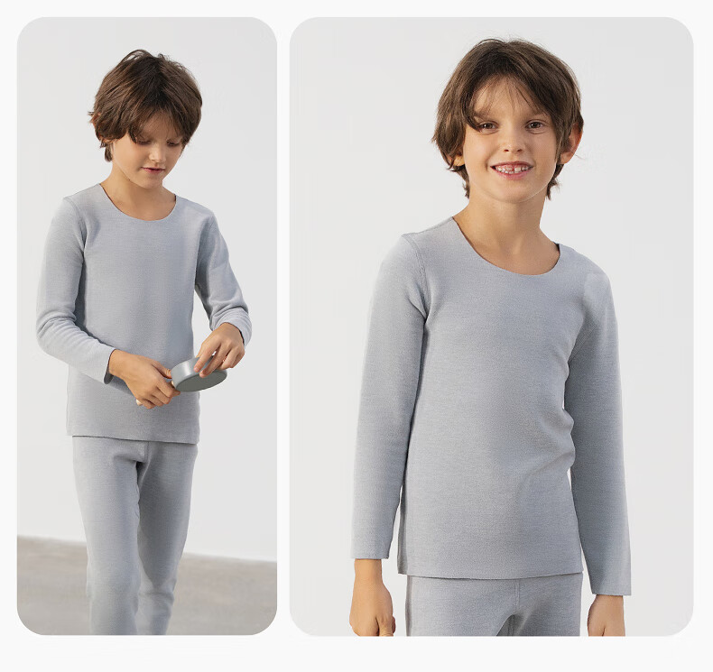 AIMER KIDS Little Heater [Thick Warm] Boys Thermal Underwear Set Carbon Black 160 1