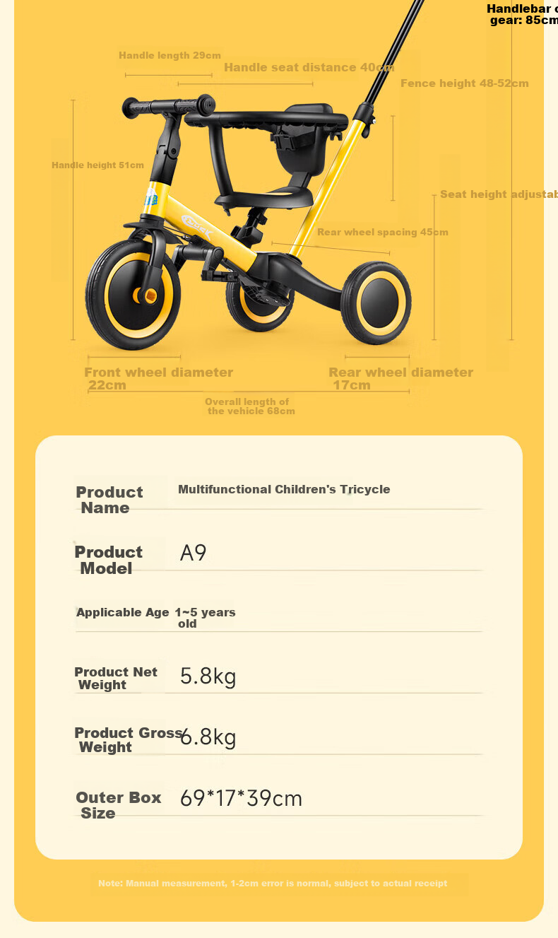 Strolex Children's Push Tricycle, Pedal Bike, Toddler Scooter, Balance Bike, Three-In Self-Propelled Bicycle for Ages 1-6 17