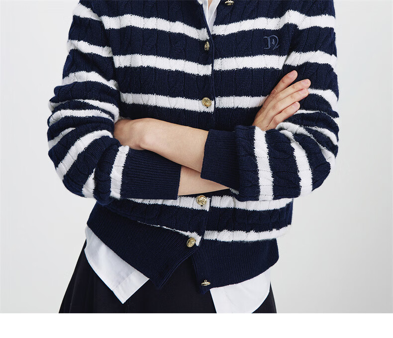Navikail [Celebrity Style] Italy Small Sailboat Women's 25 New Full Wool Knit Cardigan Jacket 2334095501 13