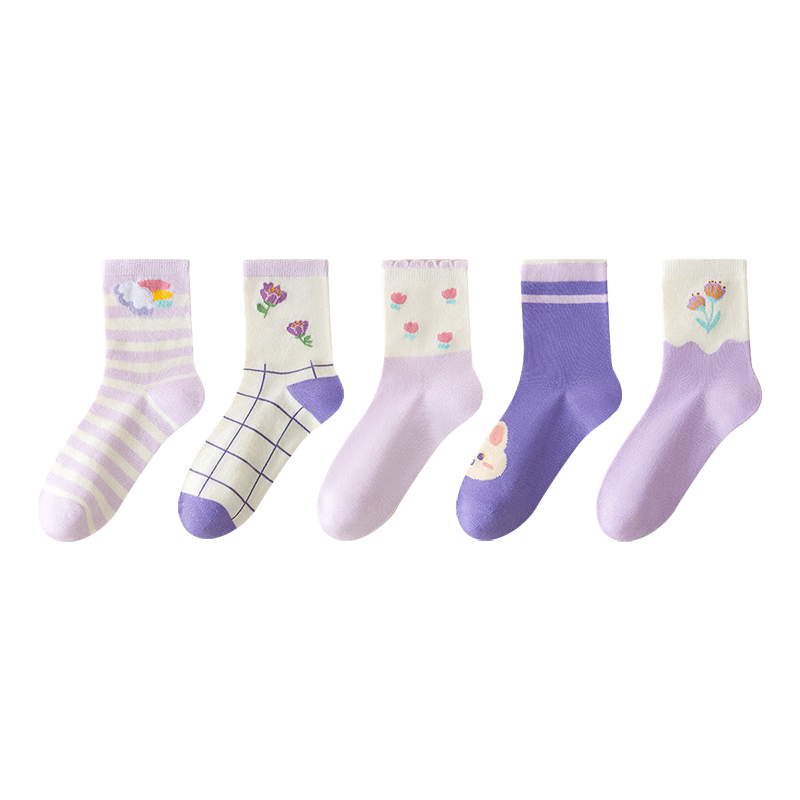 Miiow Kids Socks [100% Cotton + Cute Lace] Girls' Developmental Autumn Winter Baby Casual Mid-Calf Socks