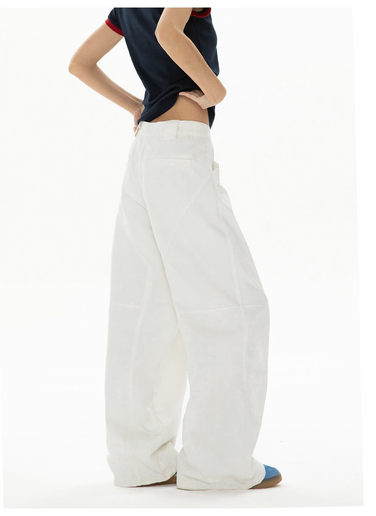ICH MODE American Style Curved Blade Pants Women 2025 Autumn Winter Four Seasons Loose Straight Casual Wide-Leg Cargo Pants Banana Pants White L 11