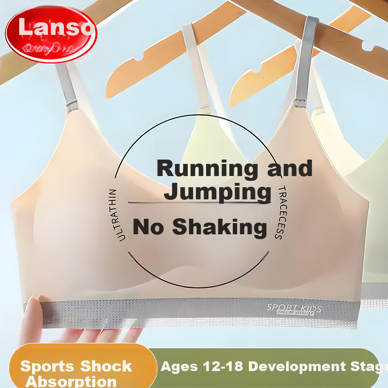 LangSha Girls' Underwear Bra for Female Students, Children, Shock-Absorbing Sports Bra for Teenagers in Middle And High School, Puberty Development Period