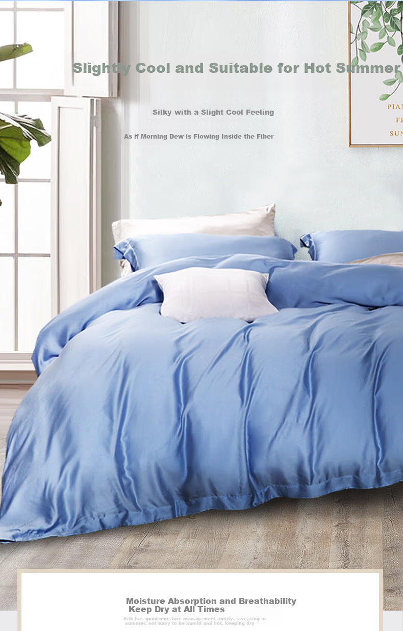 FUANNA Bedding Set 4-Piece A-Class 60s Lyocell Tencel Summer Printed Sheet Quilt Cover Single/Double 203×229cm 5