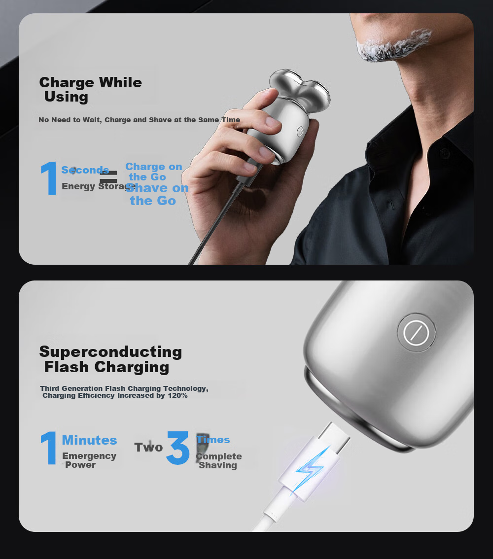 POVOS [Holiday Gift] Mini Electric Shaver T006, Morning Mist Blue, Portable Razor, Smart Sensor Shaving Razor, Birthday Gift for Boyfriend, Husband, Father 17