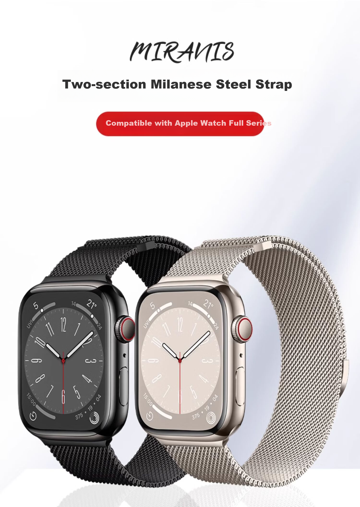 Watchbond Compatible with Apple Watch S11/S12 Band, Apple IWatch S9/S10 Band, Milanese Loop for S8/SE, Dual Magnetic, Suitable for Men And Women, Summer 42mm Metal Wristband 1