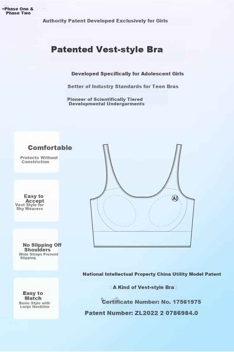 Aimer Junior Girls' Training Bra, First Second Third Stage Vest-Style Bra, Three Stages, Size 170 5