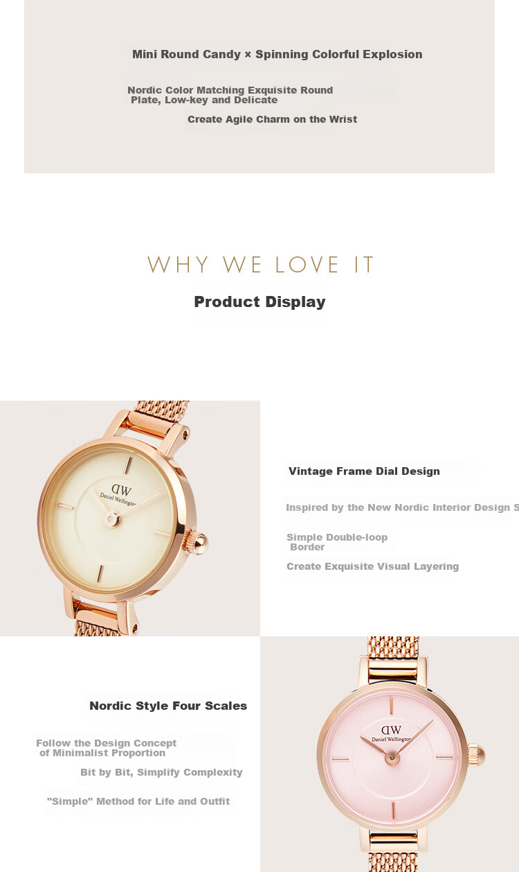 DanielWellington DW Ladies' Watch, Mini Round Sugar, Delicate Fashion European And American Wristwatch, Birthday Gift for Girlfriend, DW741 4
