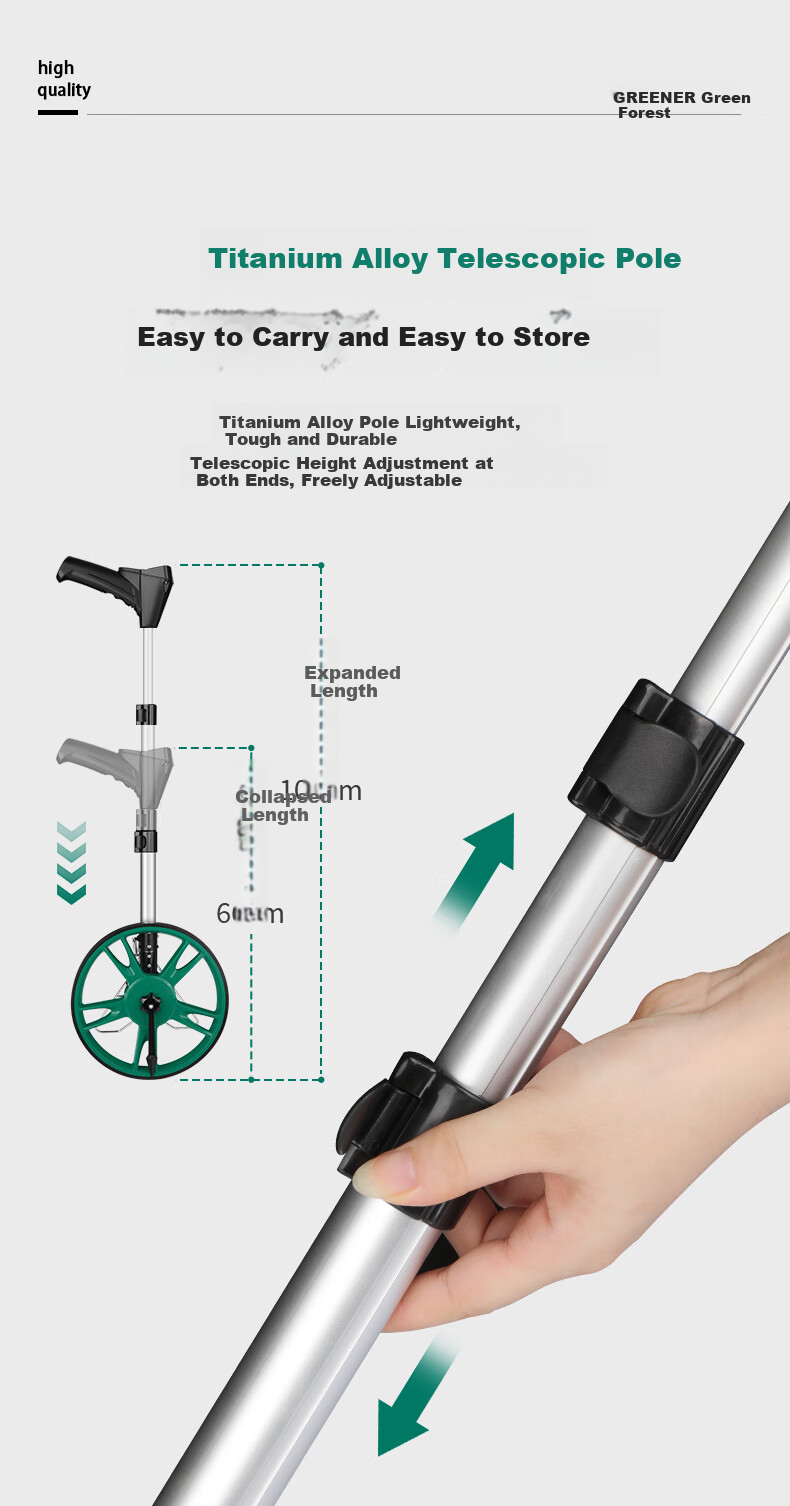 GREENER Measuring Wheel, Roller Ruler, Distance Measuring Wheel, Electronic Digital Display Large Wheel 50cm 9
