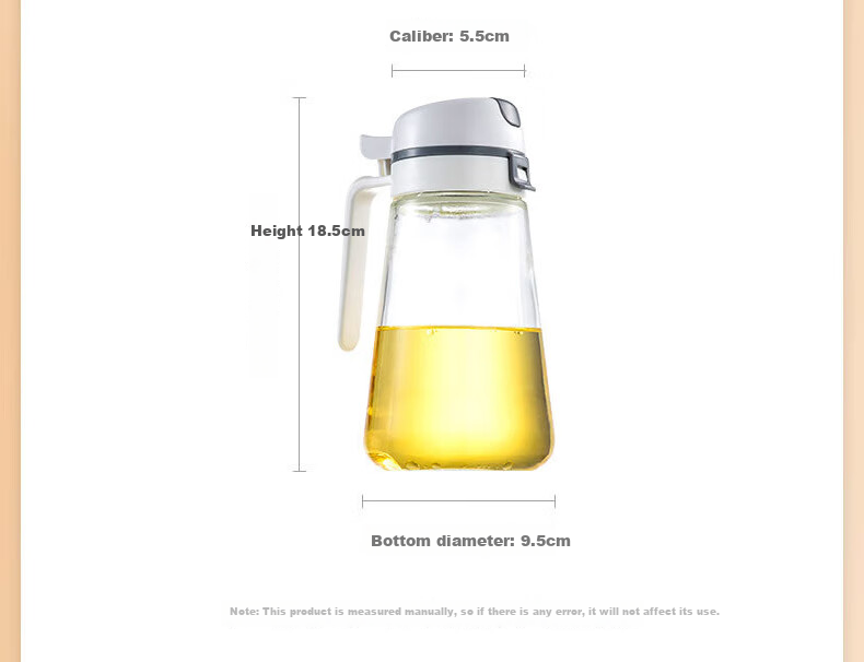 Taili Oil Bottle [Resistant to 120°C Ultra-High Temperature], High Borosilicate Automatic Open/Close Glass Oil Container, Kitchen Household Use, Non-Stick 1