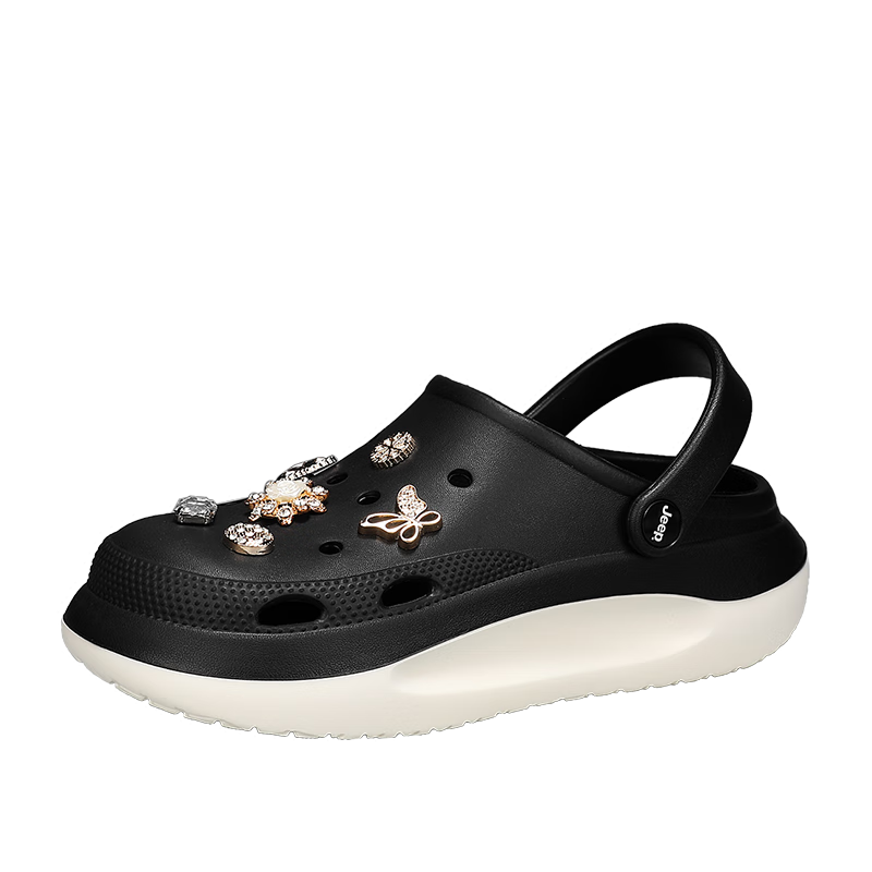 JEEP Women's Casual Holey Sandals Slippers Water-Resistant Outdoor Driving Shoes Black Size 38-39