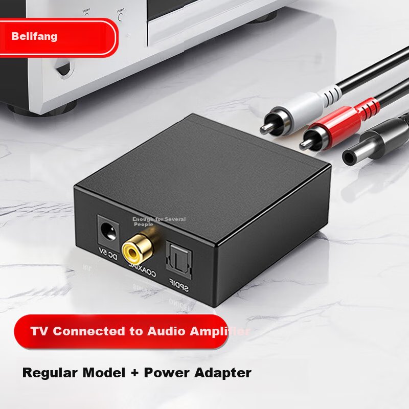 BURLEFRAN Digital Fiber Optic Coaxial Audio Converter, Coaxial Audio Converter Digital Analog Compatible with Hisense TV to Connect Speakers, SP-DIF to 3.5 Decoder Converter, Large Size