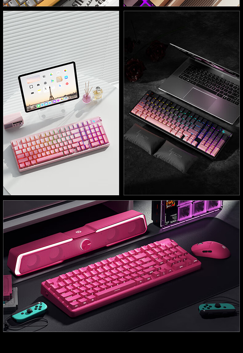 HP GT98 Mechanical Keyboard Wireless Wired Bluetooth Tri-Mode Gasket Customizable Gaming Keyboard Office Computer Starry Black Jade Switch 16