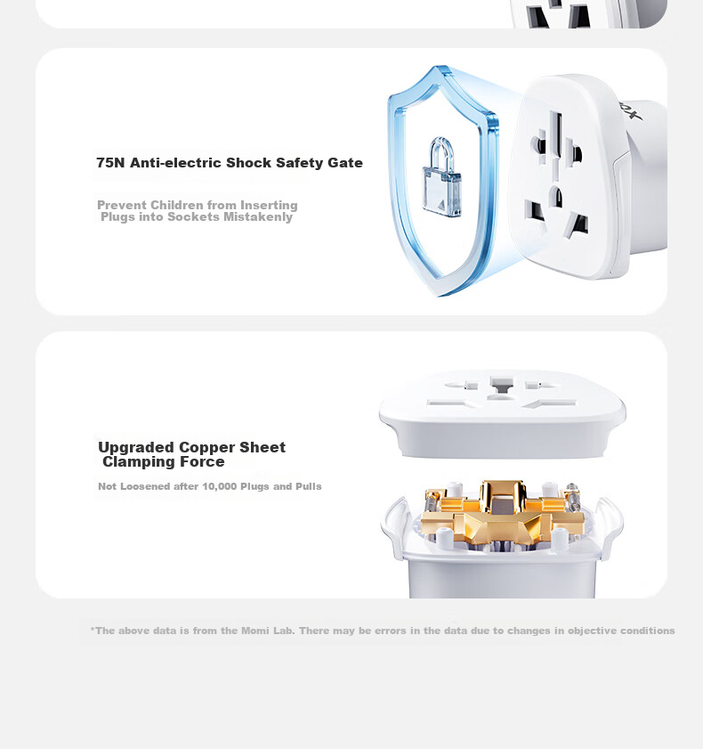 MOMAX European Standard Travel Socket/Adapter/power Converter Suitable for European Standard Regions (Germany, France, South Korea, Etc.) White 8