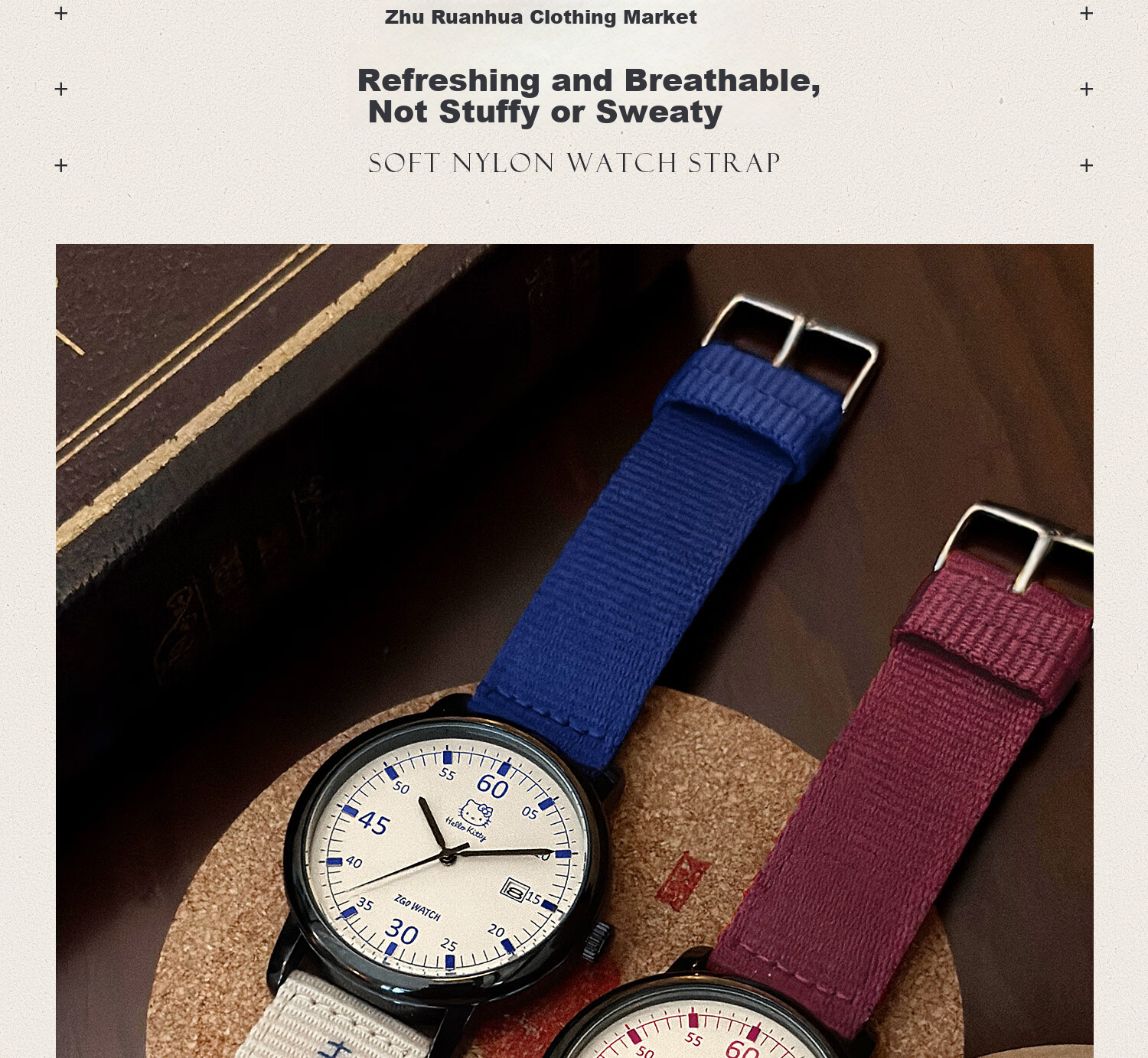 Hello Kitty Watch for Female Students, Specialized for Middle School And High School Exams, Retro Canvas Strap Quartz Watch, Sanrio Birthday Gift 13