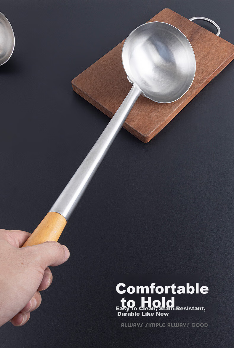 Jinyaoshi Stainless Steel Wok Ladle with Wooden Handle, Commercial Chef's Special Cooking Spoon, 500 Grams, GK-CS1000 12