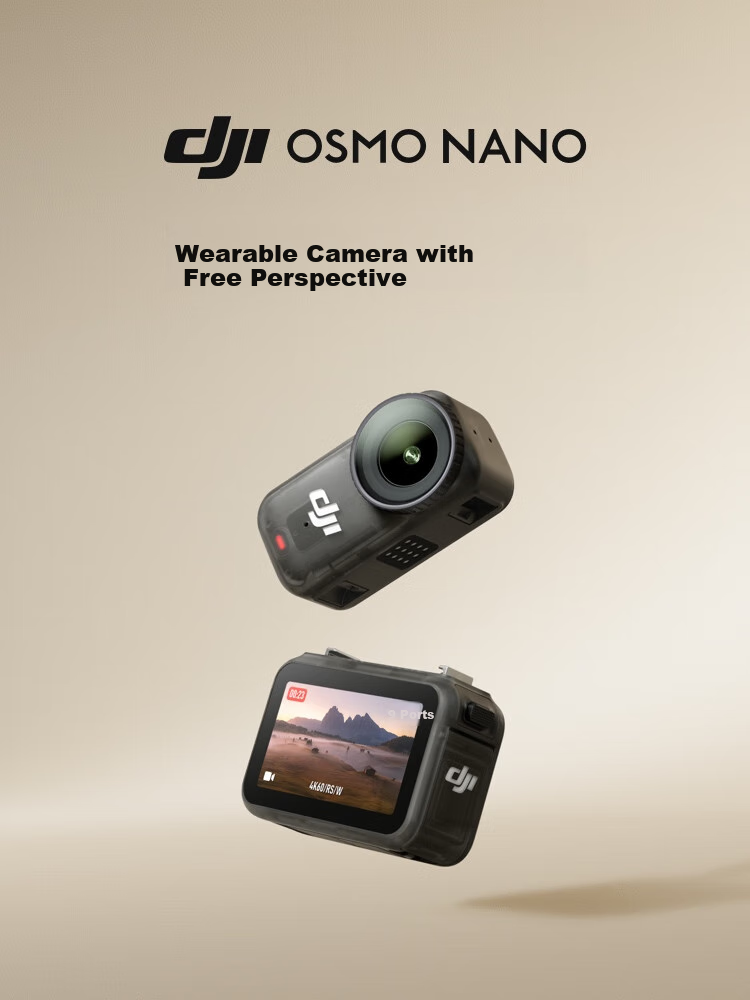 DJI Osmo Nano Standard Kit (128GB), Action Camera with Free-View Wearable Camera for Vlog, Cycling, Family Activities, Pet Photography, Sports Camera, Thumb Camera 1