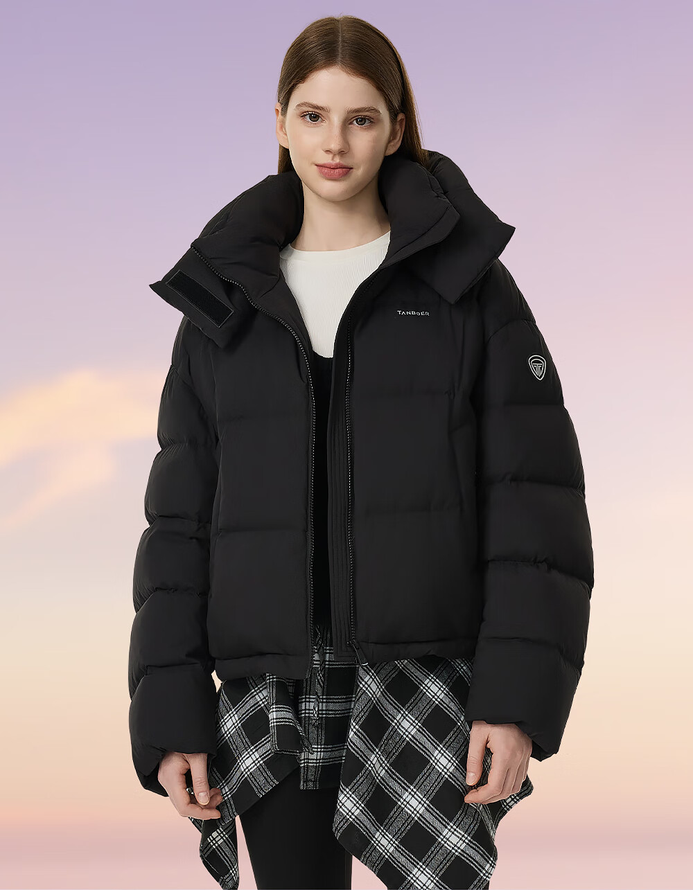 Tanboer Puff Down Jacket Women Detachable Hood Sports Warm Coat 2025 New 5530328D Xuefumi 155 2