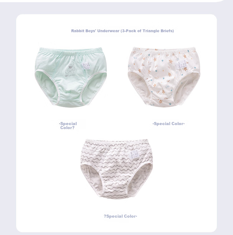 Labi Baby Children's Underwear, Boys' Breathable Briefs, 3-Pack, Triangle S Size Floral Pattern Randomly Selected 12