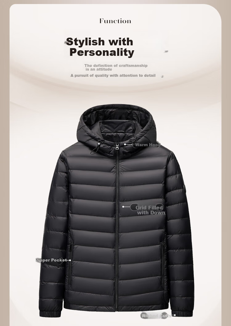 SNOWFLYING Autumn And Winter Men's down Jacket, Lightweight Short Hooded Puffer Casual Warm Windproof Coat for Men And Wome 3
