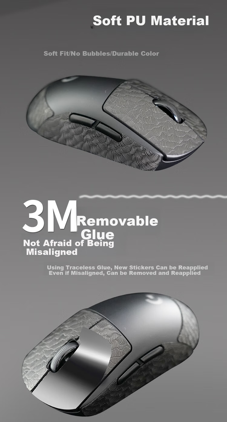 Huoxi Gpw Anti-Slip Sticker Second/Third Generation, Sweat-Proof Side Adhesive Sticker GPW2, Dog Poop King Gaming Wireless Mouse Sticker, Frosted Anti-Slip Sweat-Proof, Black Wave Patter 3